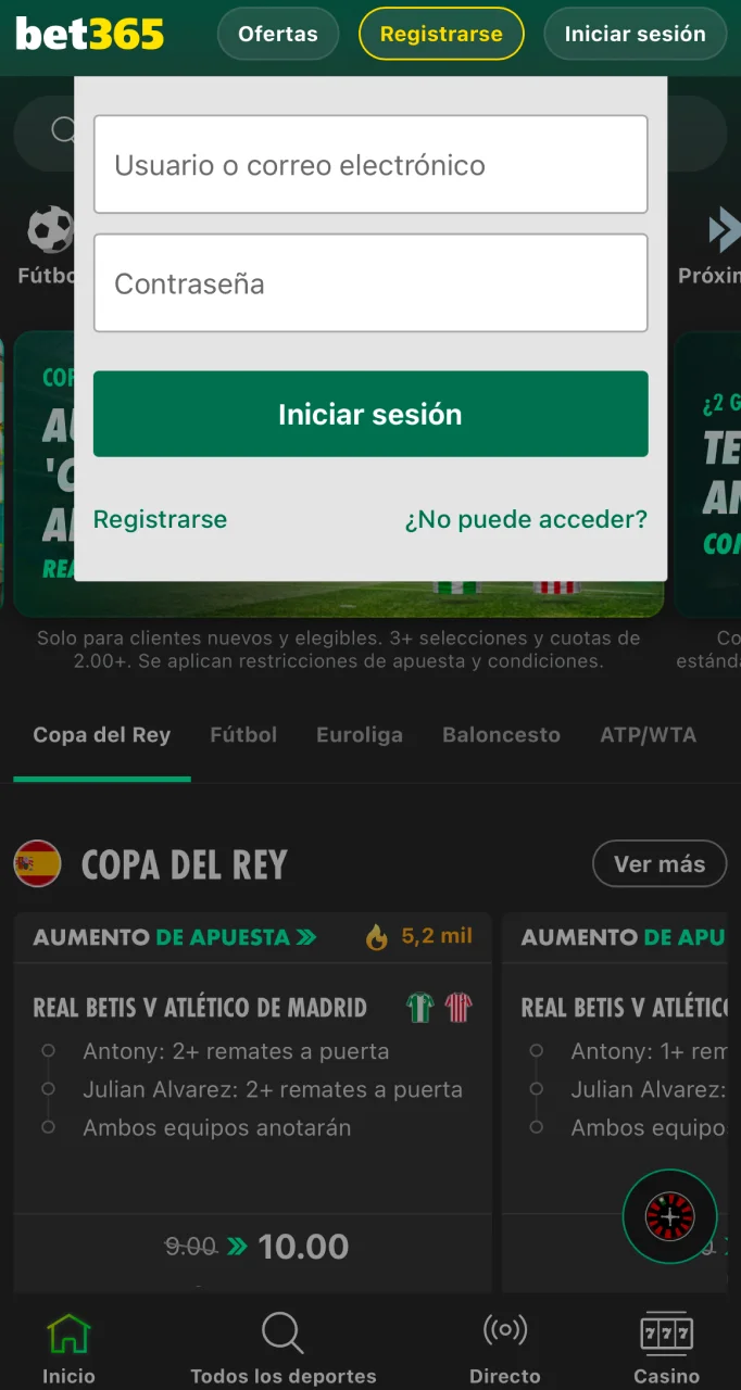 Inicia sesión o regístrate.